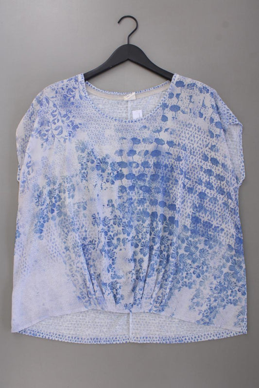 Taifun Kurzarmbluse Gr. 46 mit Blumenmuster blau