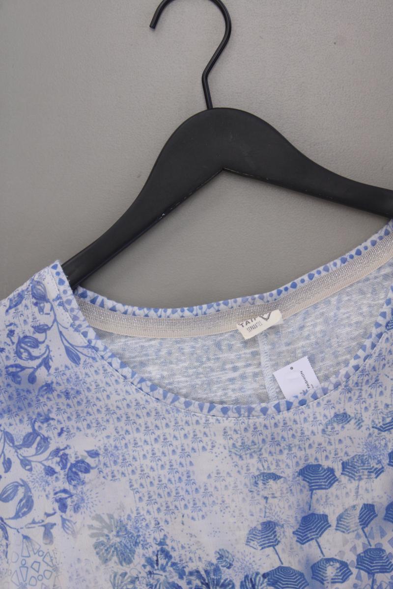 Taifun Kurzarmbluse Gr. 46 mit Blumenmuster blau