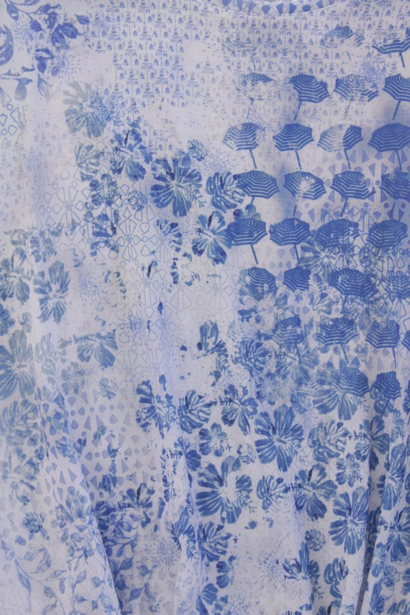 Taifun Kurzarmbluse Gr. 46 mit Blumenmuster blau