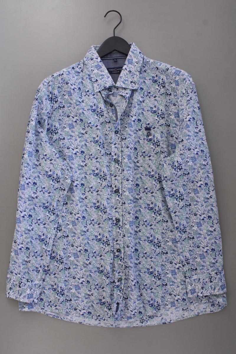 Casa Moda Langarmhemd für Herren Gr. Hemdgröße 45/46 mit Blumenmuster blau