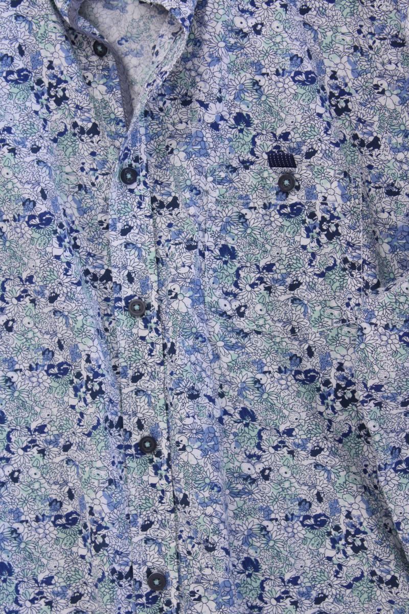 Casa Moda Langarmhemd für Herren Gr. Hemdgröße 45/46 mit Blumenmuster blau