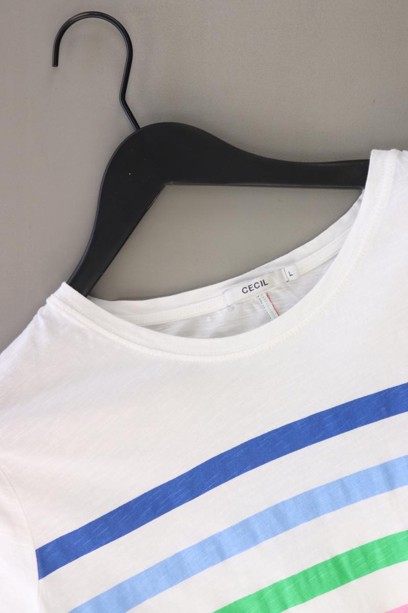 Cecil Ringelshirt Gr. L gestreift Kurzarm weiß aus Baumwolle