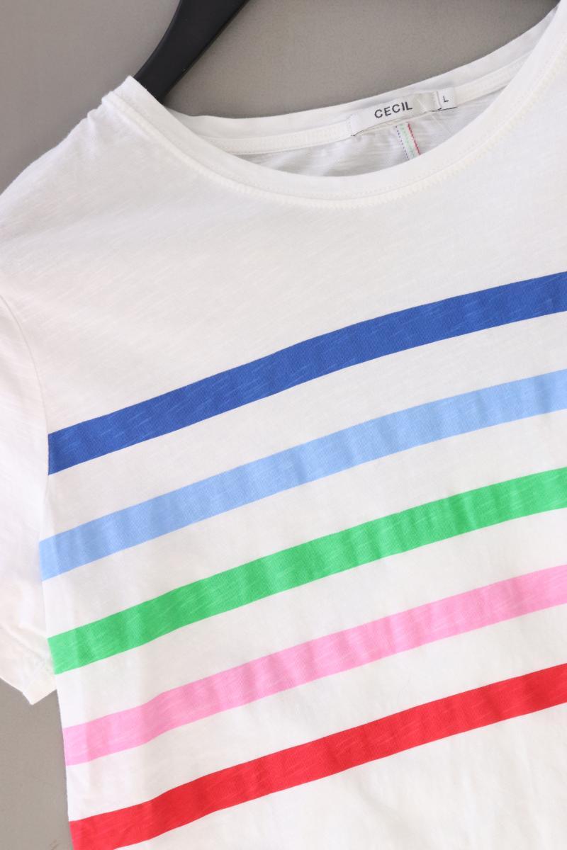 Cecil Ringelshirt Gr. L gestreift Kurzarm weiß aus Baumwolle