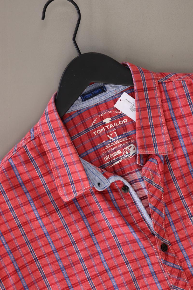 Tom Tailor Karohemd für Herren Gr. XL kariert Kurzarm rot aus Baumwolle