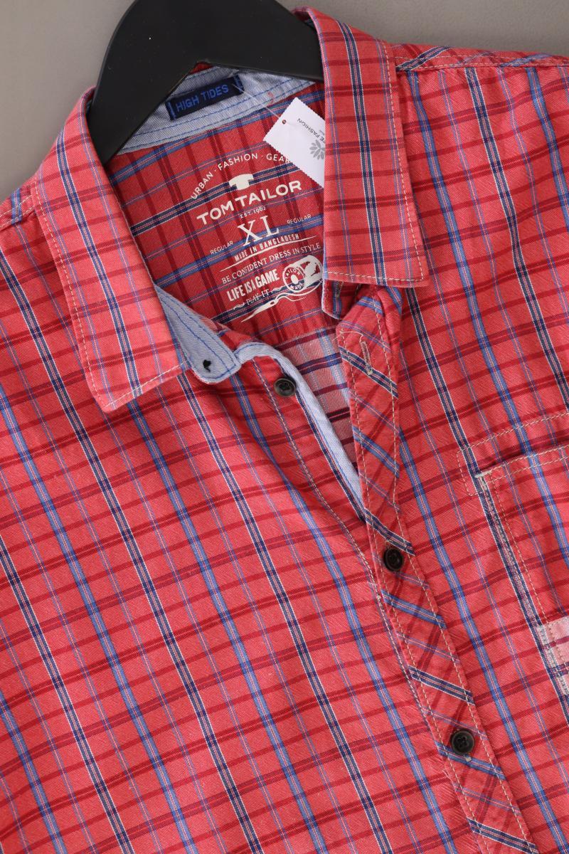 Tom Tailor Karohemd für Herren Gr. XL kariert Kurzarm rot aus Baumwolle