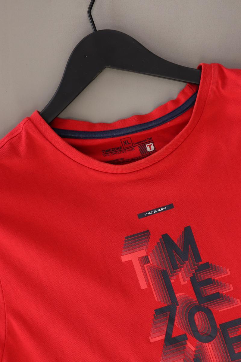Timezone Printshirt für Herren Gr. XL Kurzarm rot aus Baumwolle