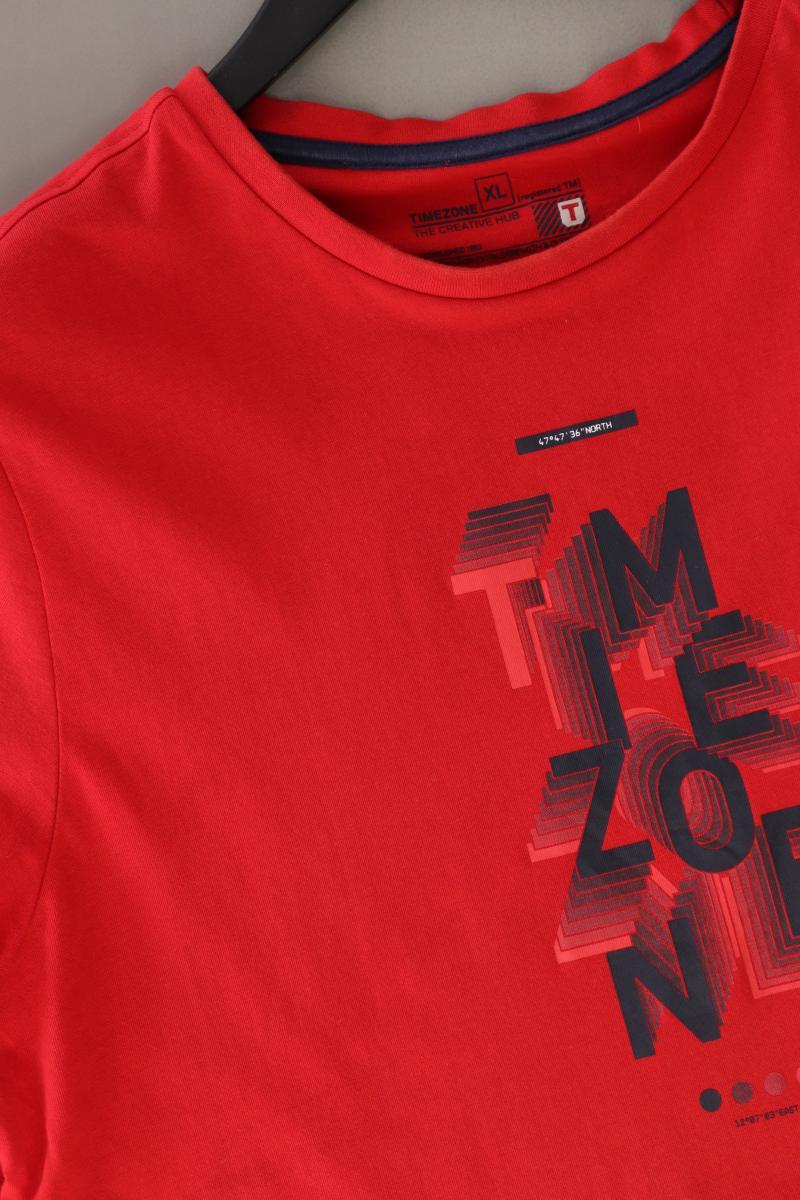 Timezone Printshirt für Herren Gr. XL Kurzarm rot aus Baumwolle