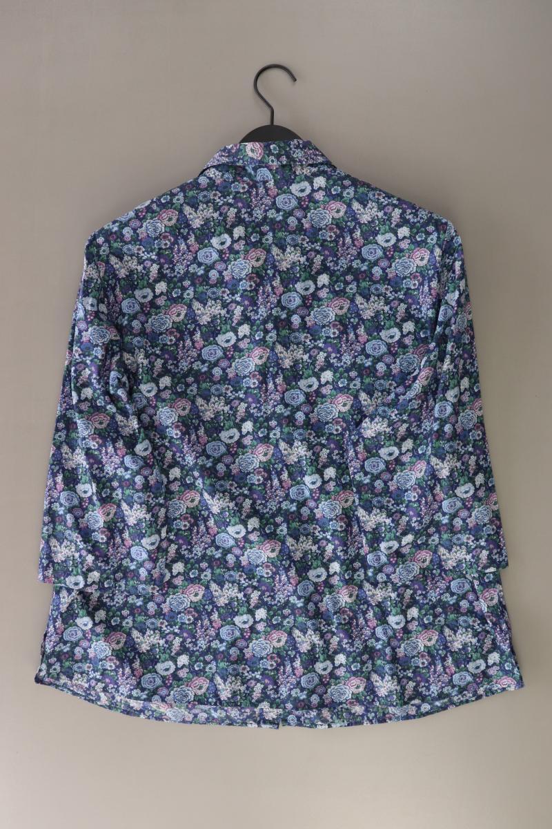 Walbusch Regular Bluse Gr. 46 mit Blumenmuster 3/4 Ärmel blau aus Baumwolle