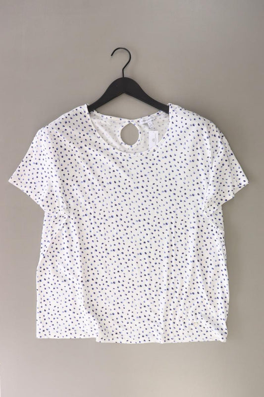 Gina Laura T-Shirt Gr. L gepunktet Kurzarm weiß aus Baumwolle