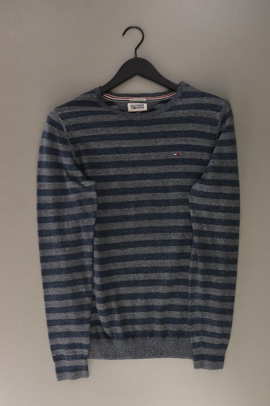 Hilfiger Denim Feinstrickpullover für Herren Gr. L gestreift grau aus Baumwolle