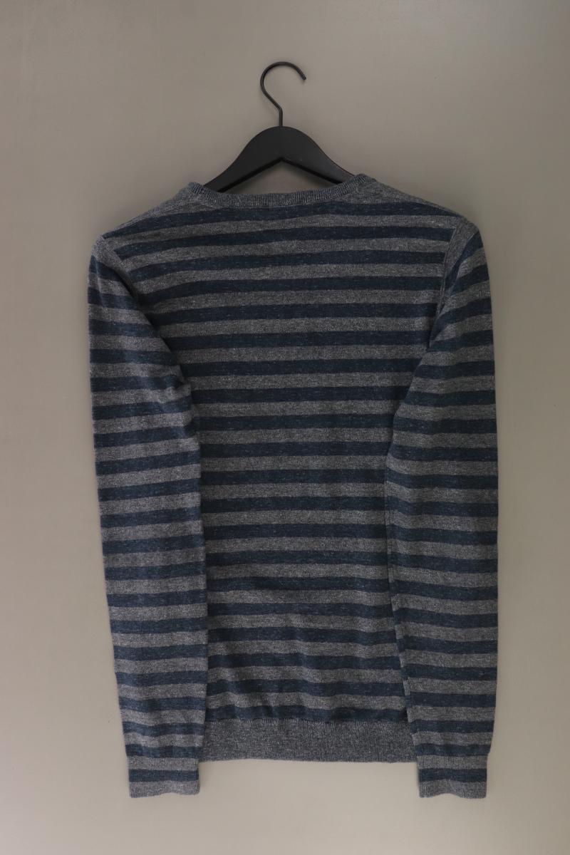 Hilfiger Denim Feinstrickpullover für Herren Gr. L gestreift grau aus Baumwolle