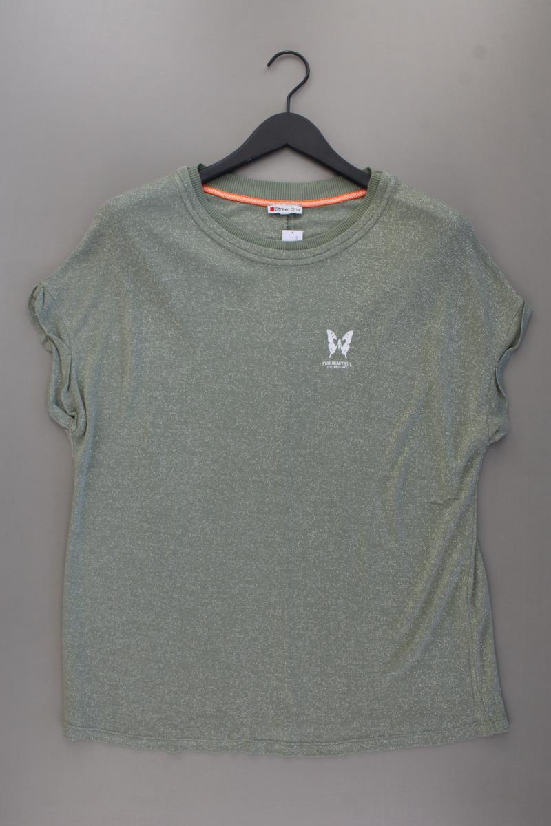 Street One T-Shirt Gr. 46 Kurzarm mit Glitzer grün