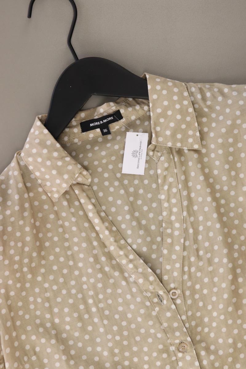 More&More Bluse mit Seide Gr. 36 gepunktet Kurzarm creme aus Baumwolle