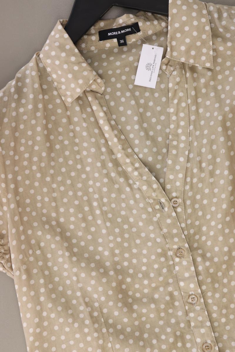 More&More Bluse mit Seide Gr. 36 gepunktet Kurzarm creme aus Baumwolle