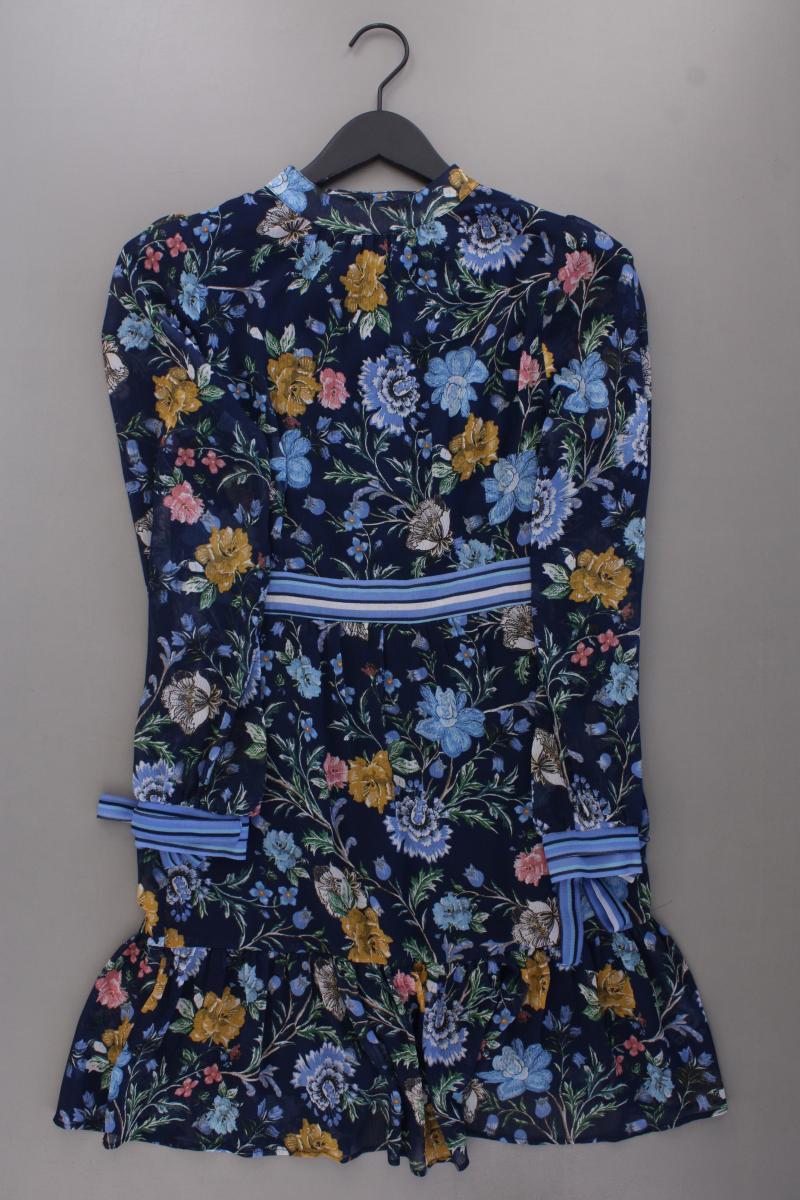 Orsay Chiffonkleid Gr. 36 mit Blumenmuster Langarm blau aus Polyester