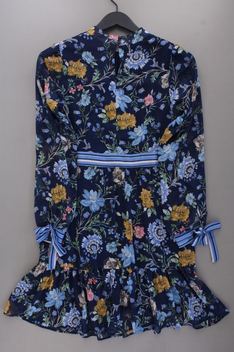 Orsay Chiffonkleid Gr. 36 mit Blumenmuster Langarm blau aus Polyester