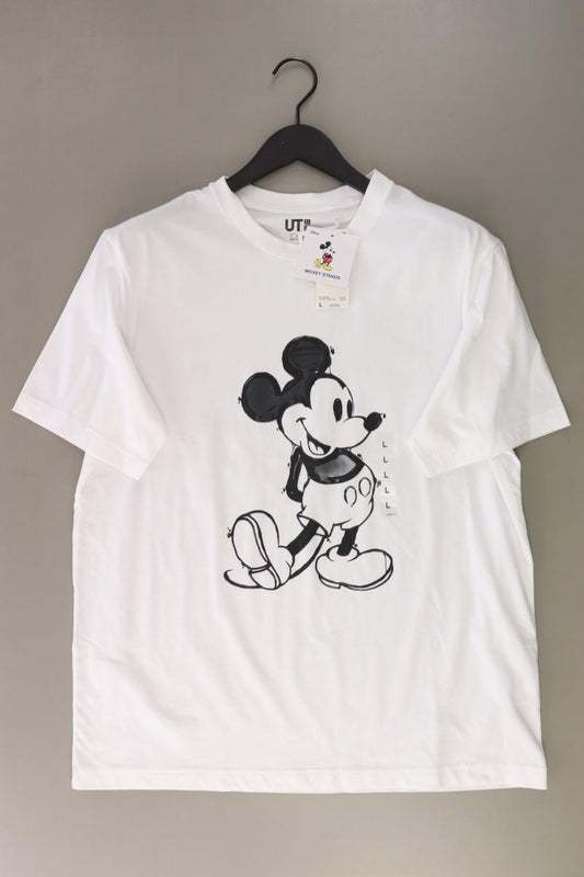 Uniqlo Mickey Mouse Shirt für Herren Gr. L neu mit Etikett Kurzarm weiß