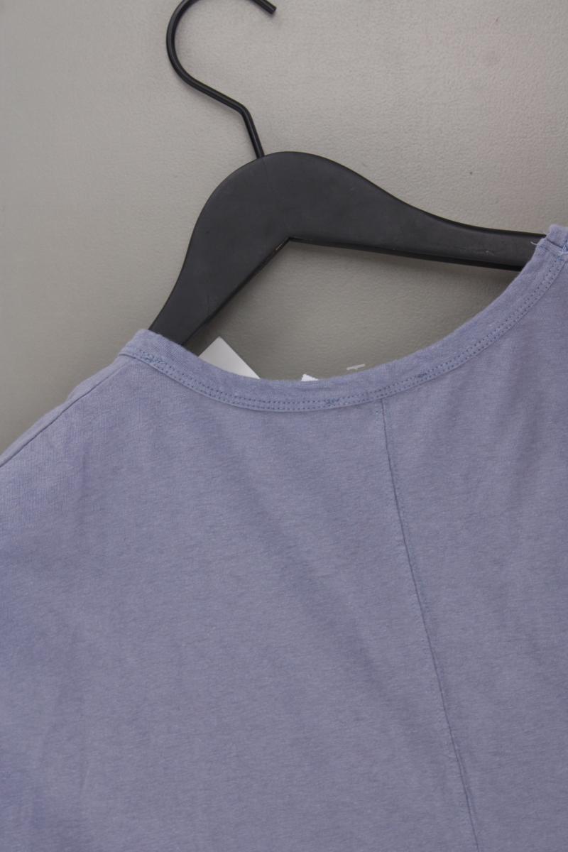 Zara Shirt mit V-Ausschnitt Gr. L neu mit Etikett Kurzarm blau aus Baumwolle