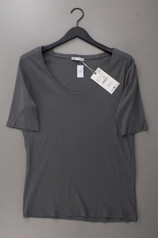 Zara T-Shirt Gr. XL neu mit Etikett Kurzarm grau aus Baumwolle