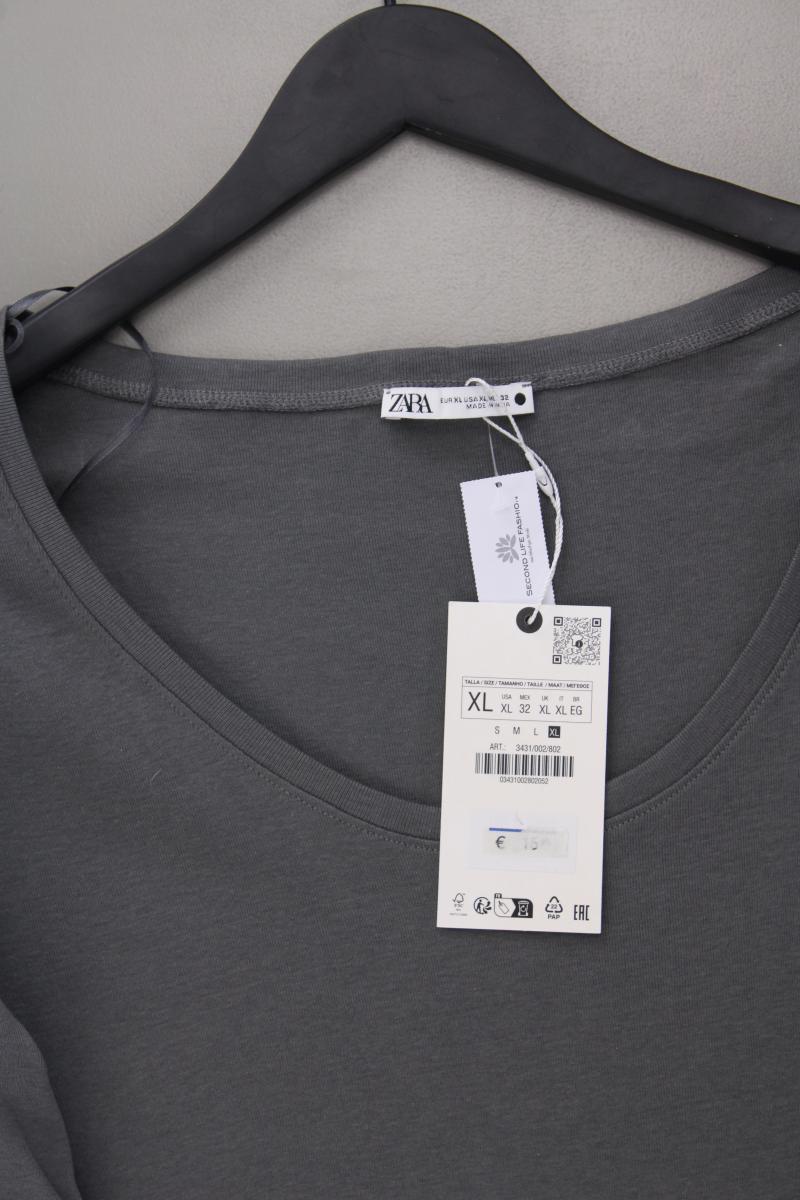 Zara T-Shirt Gr. XL neu mit Etikett Kurzarm grau aus Baumwolle