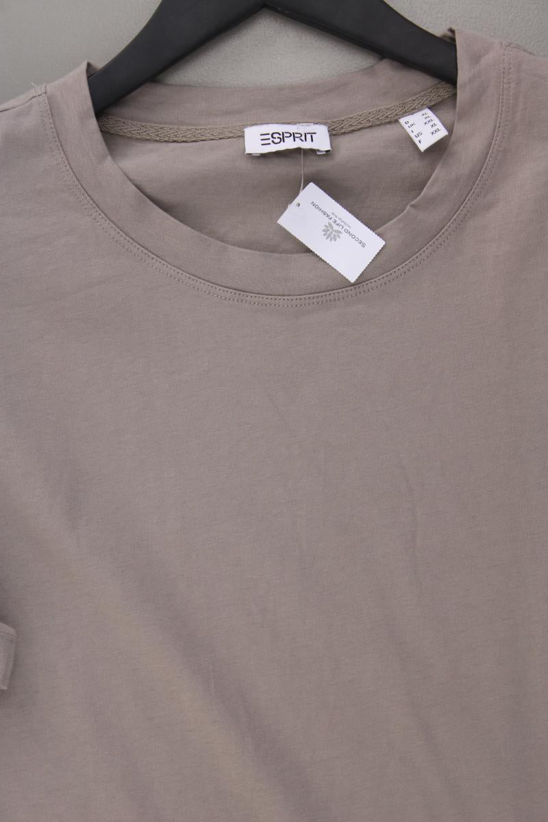 Esprit Shirt taupe Gr. XL Kurzarm grau aus Baumwolle