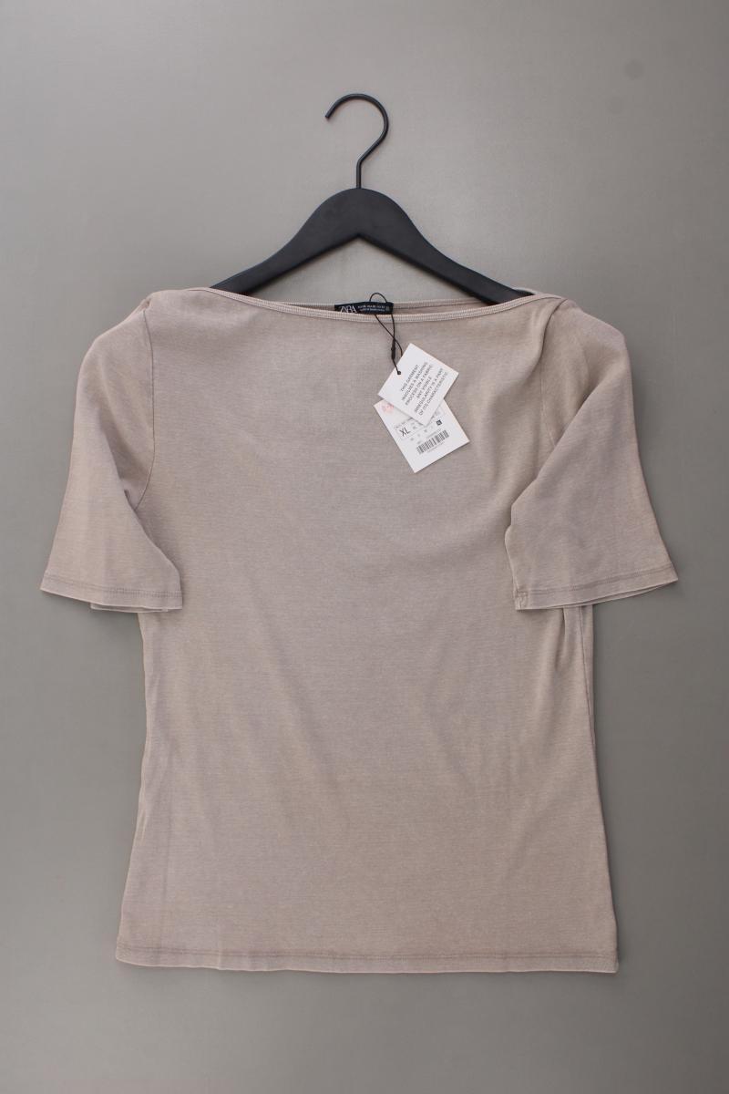 Zara T-Shirt Gr. XL neu mit Etikett Kurzarm creme aus Baumwolle