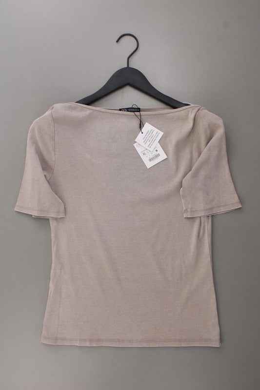 Zara T-Shirt Gr. XL neu mit Etikett Kurzarm creme aus Baumwolle