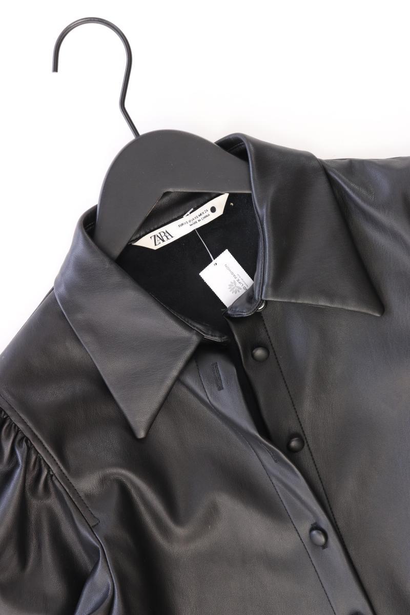 Zara Kunstlederbluse Gr. XS Langarm schwarz