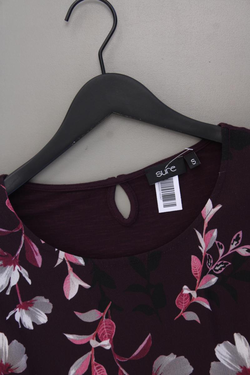 Sure Kurzarmbluse Gr. S mit Blumenmuster lila aus Polyester