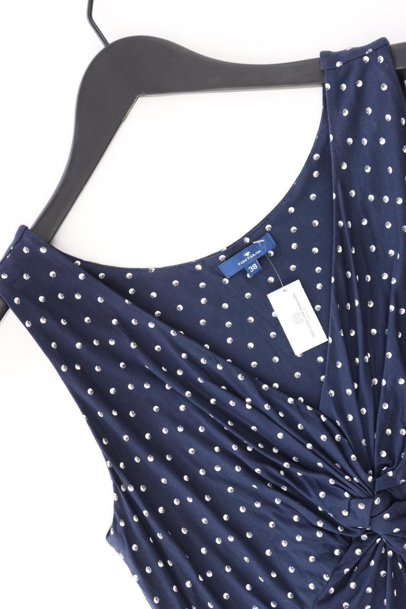 Tom Tailor Jerseykleid Gr. 38 gepunktet Kurzarm blau aus Viskose