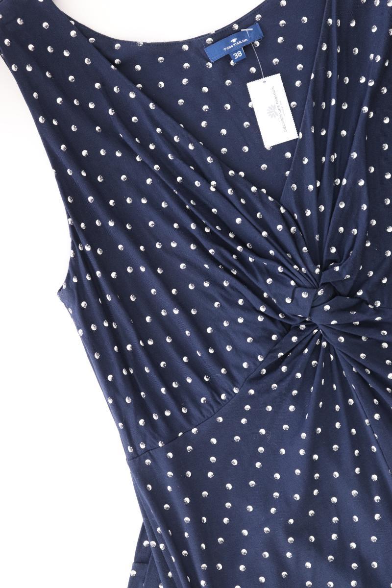 Tom Tailor Jerseykleid Gr. 38 gepunktet Kurzarm blau aus Viskose
