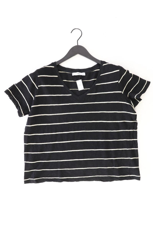 Mango Ringelshirt Gr. XL gestreift Kurzarm schwarz aus Baumwolle