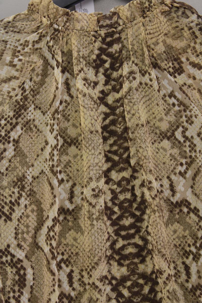 H&M Chiffonkleid Gr. 38 mit Tierdruck Langarm braun aus Polyester
