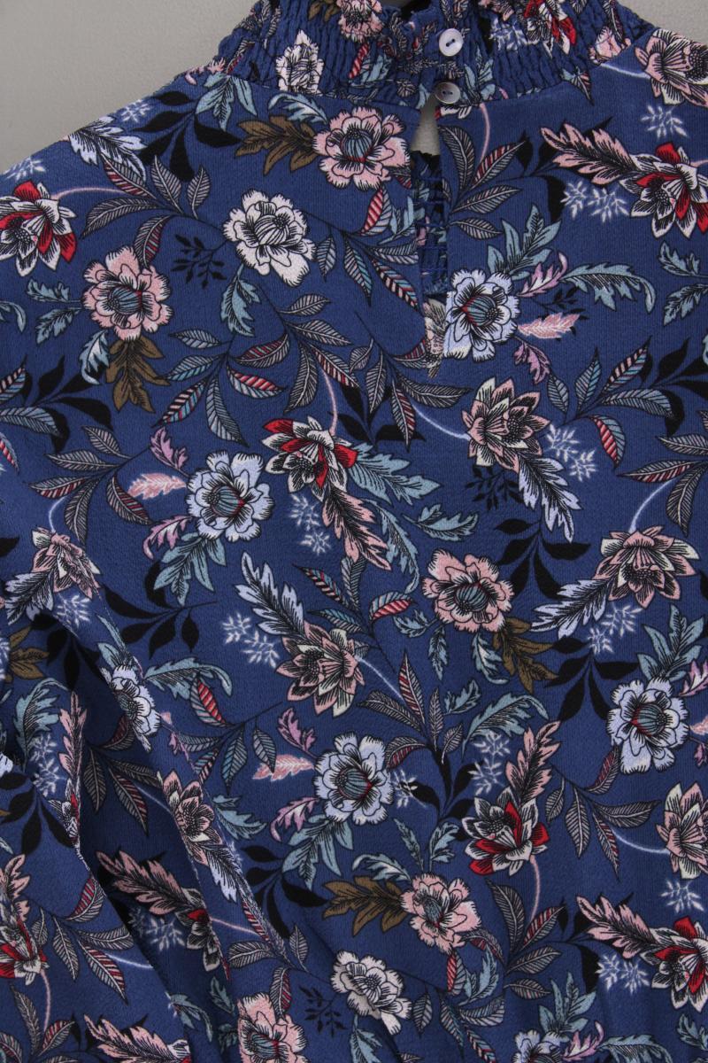 Only Langarmkleid Gr. 38 mit Blumenmuster neuwertig blau aus Polyester