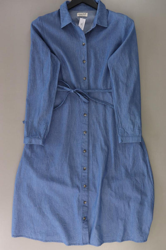 sugarhill brighton Langarmkleid Gr. 38 mit Gürtel blau aus Baumwolle