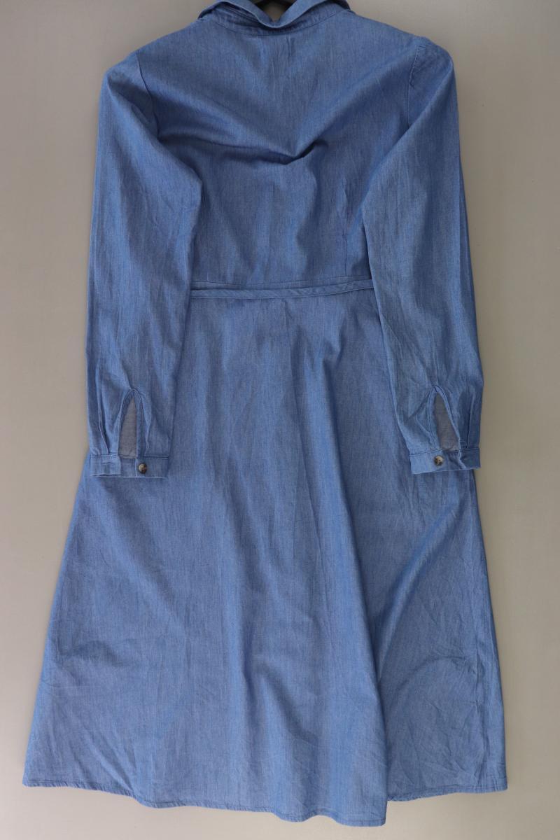 sugarhill brighton Langarmkleid Gr. 38 mit Gürtel blau aus Baumwolle