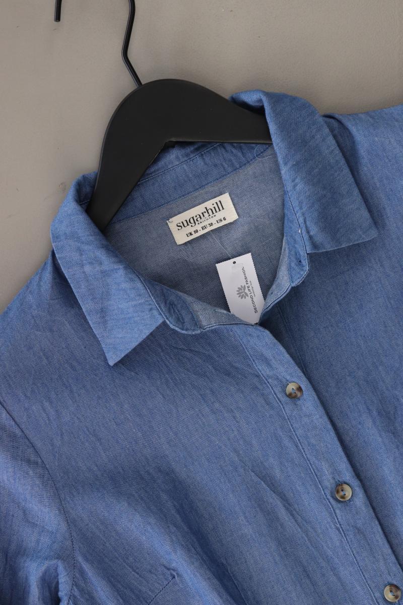 sugarhill brighton Langarmkleid Gr. 38 mit Gürtel blau aus Baumwolle