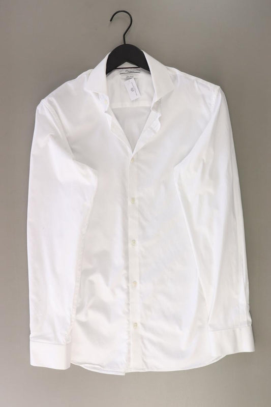 Jack & Jones Langarmhemd für Herren Gr. M weiß aus Baumwolle