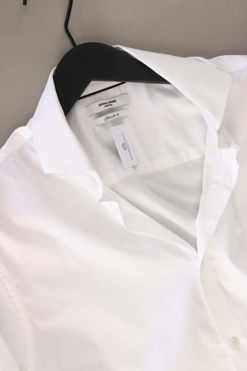 Jack & Jones Langarmhemd für Herren Gr. M weiß aus Baumwolle