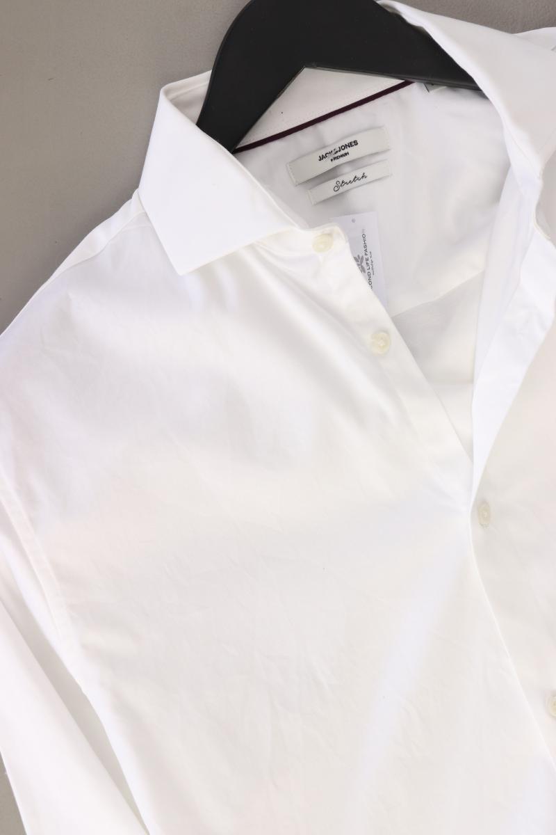 Jack & Jones Langarmhemd für Herren Gr. M weiß aus Baumwolle