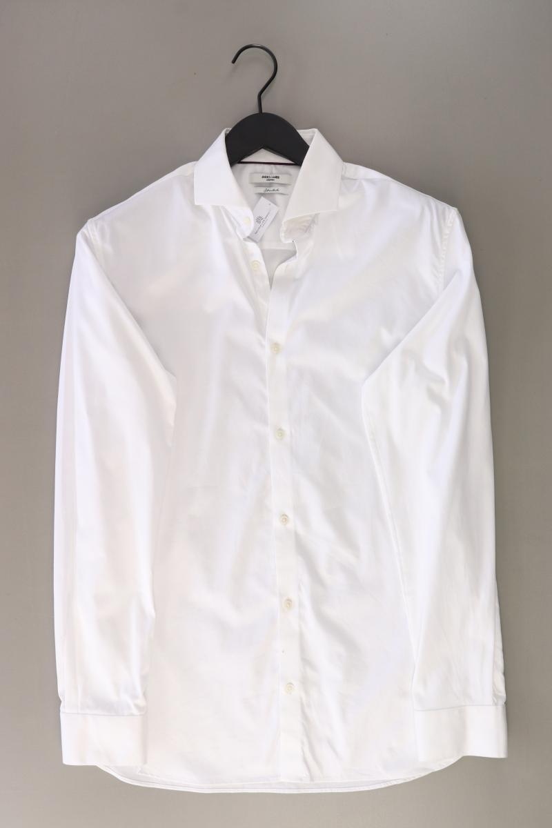 Jack & Jones Langarmhemd für Herren Gr. M weiß aus Baumwolle