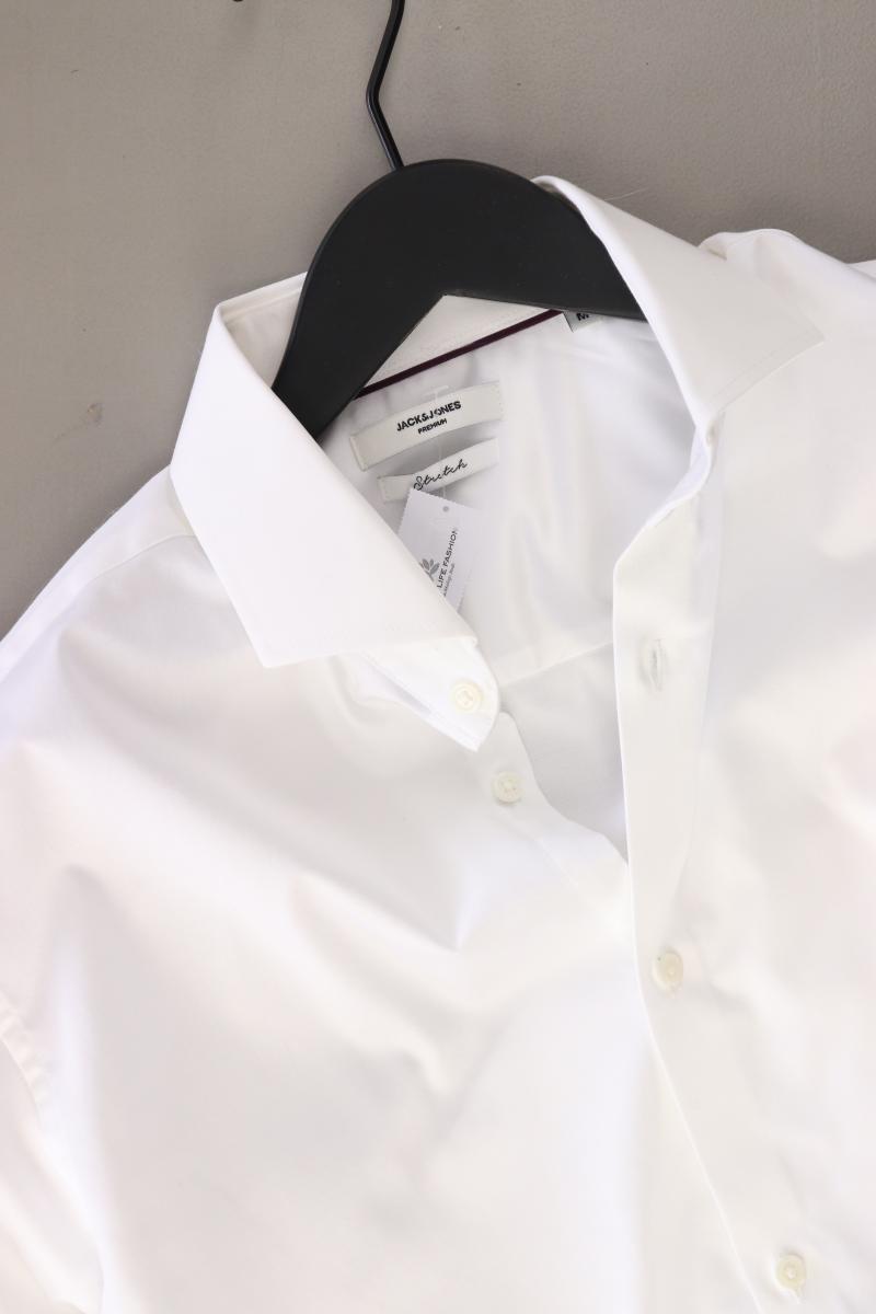 Jack & Jones Langarmhemd für Herren Gr. M weiß aus Baumwolle