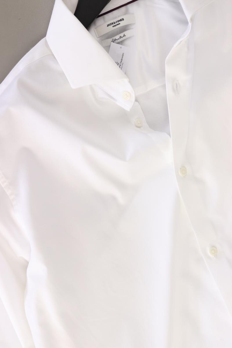Jack & Jones Langarmhemd für Herren Gr. M weiß aus Baumwolle