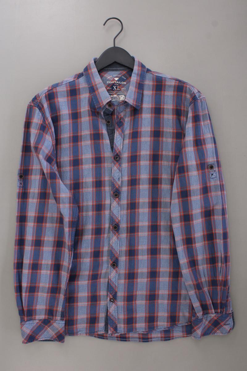 Tom Tailor Karohemd für Herren Gr. XL kariert neuwertig Langarm blau