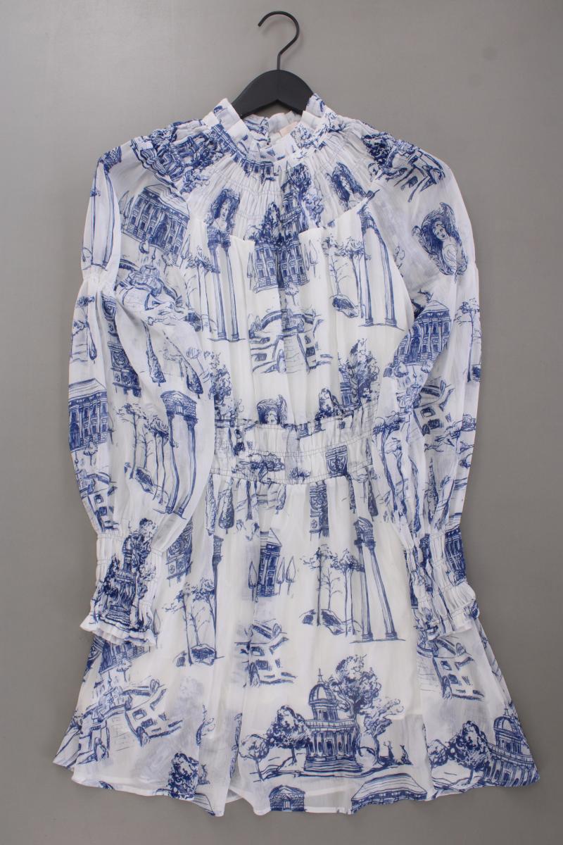 H&M Chiffonkleid Gr. 40 Langarm weiß aus Polyester