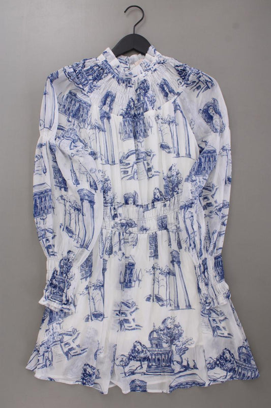 H&M Chiffonkleid Gr. 40 Langarm weiß aus Polyester