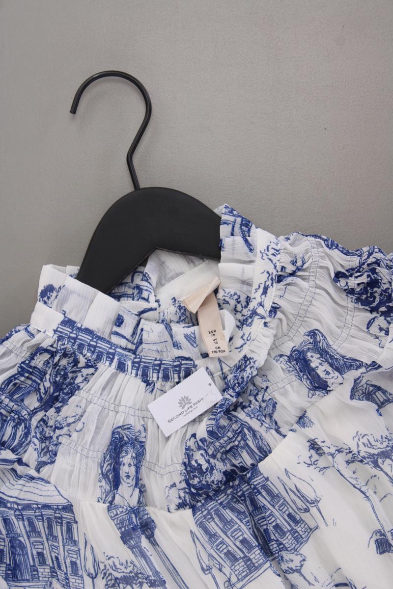 H&M Chiffonkleid Gr. 40 Langarm weiß aus Polyester