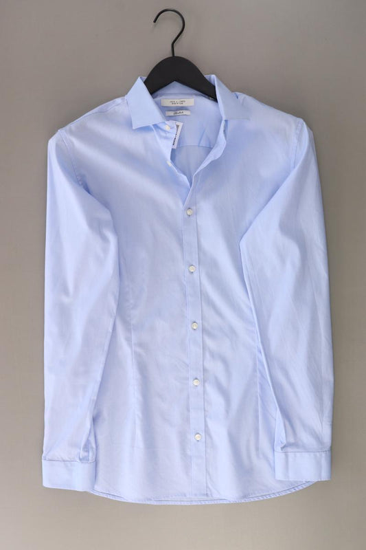 Jack & Jones Langarmhemd für Herren Gr. M blau aus Baumwolle