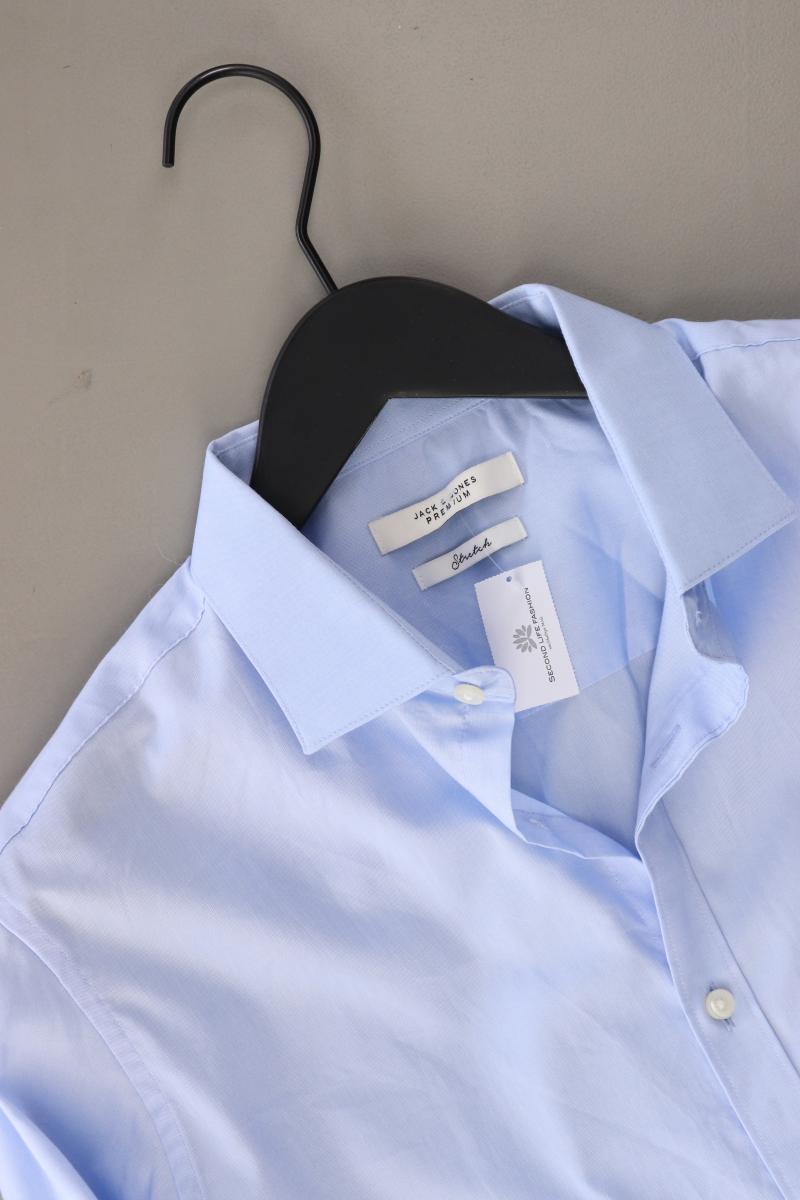 Jack & Jones Langarmhemd für Herren Gr. M blau aus Baumwolle