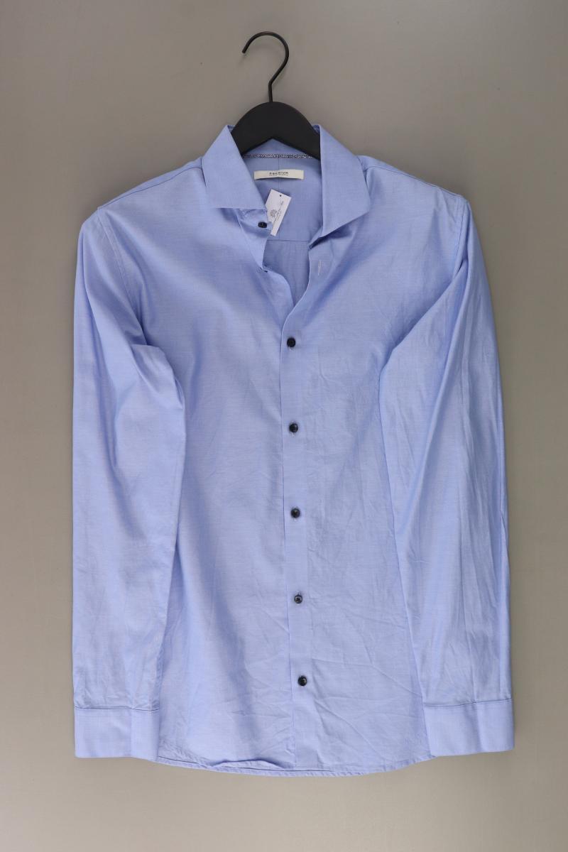 Jack & Jones Langarmhemd für Herren Gr. M blau aus Baumwolle